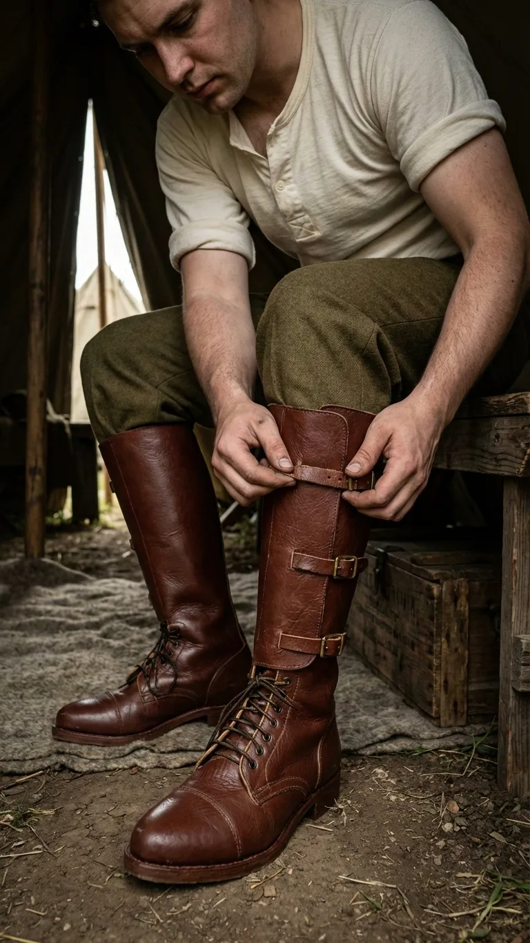 WWI British Officer Boot 3 Buckles