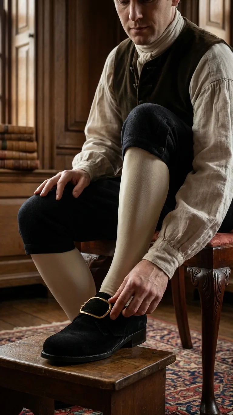 Colonial Buckle Shoes – Rough-Out Black Leather