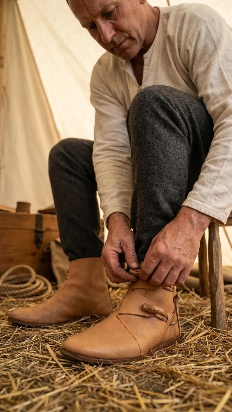 Handcrafted Viking Leather Boots: Jorvik 2-Toggle Reenactment Shoes