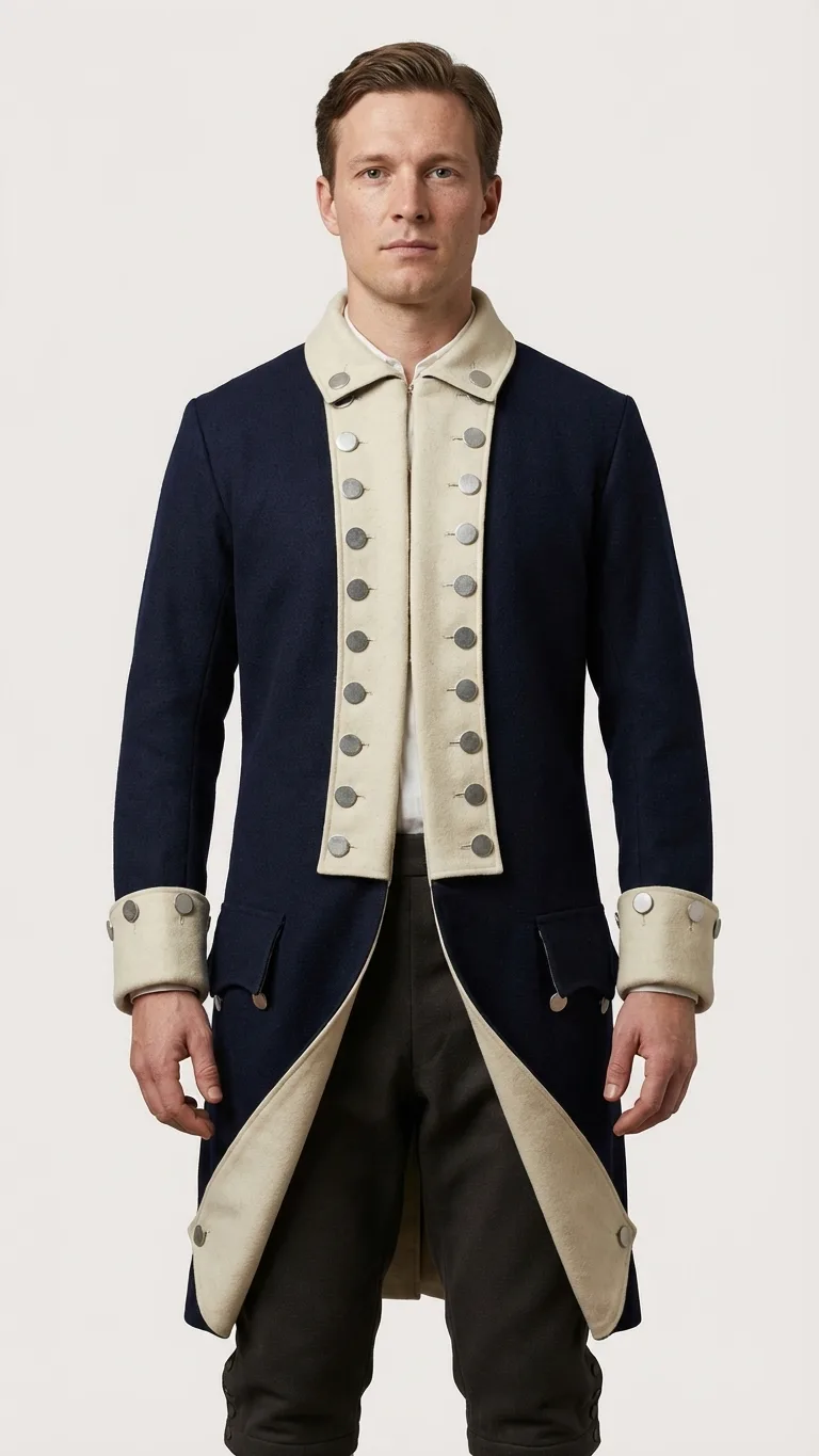 18th Century Revolutionary War Blue Regimental Coat – Historical Military Uniform