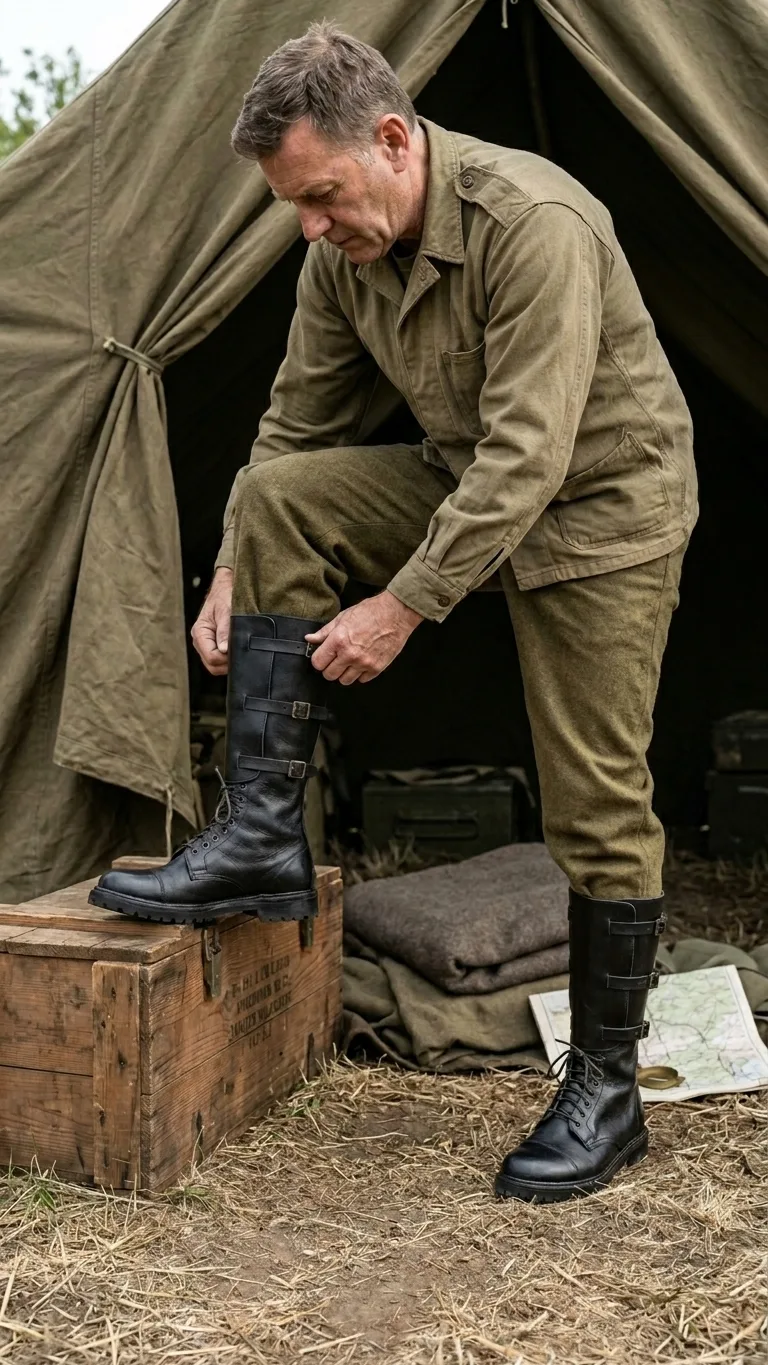 WW1 British Officer 3-Buckle Rubber Sole Boot