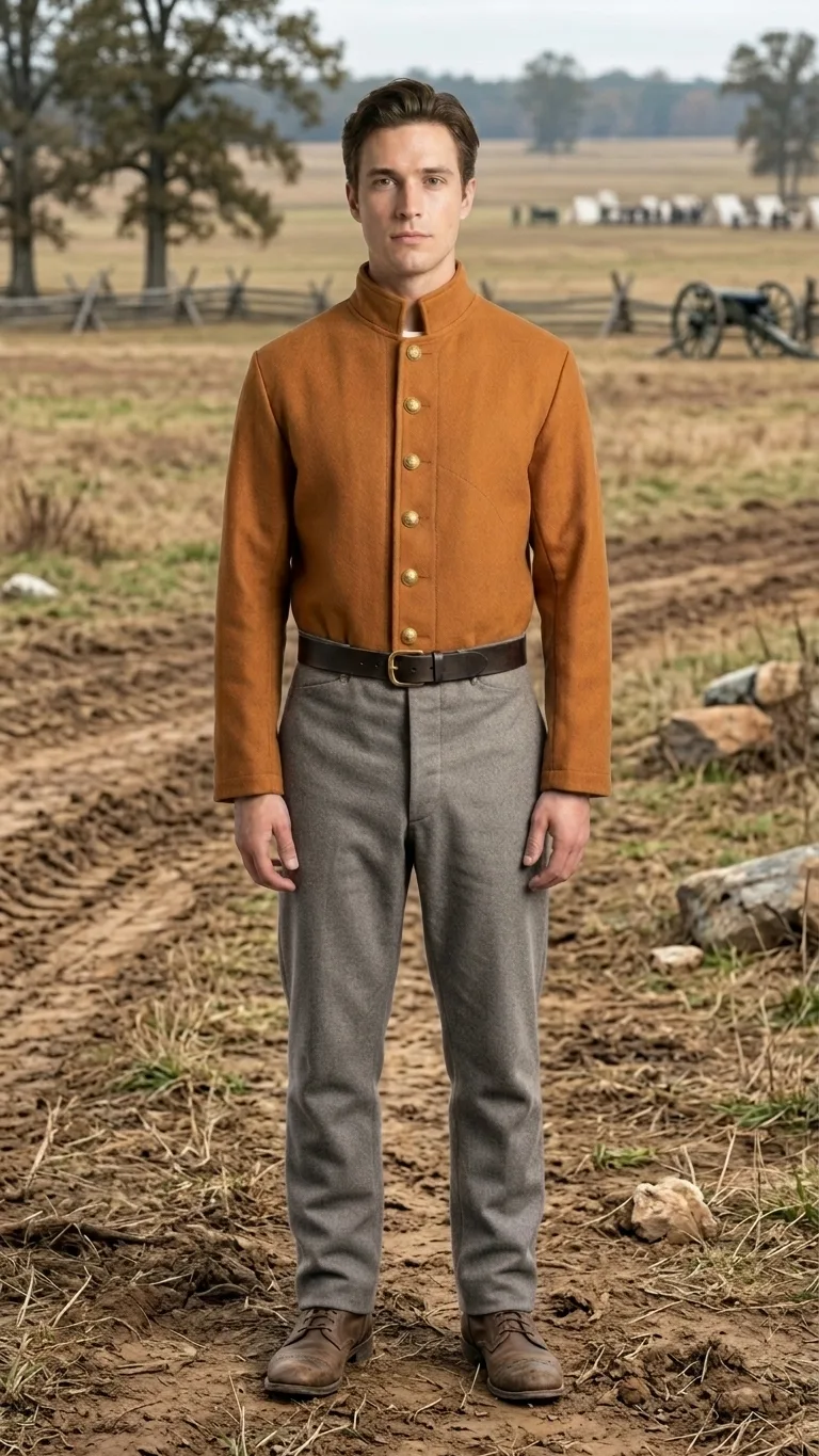 US Civil War Confederate CSA Butternut Wool Sack Coat