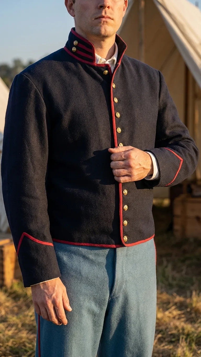 Civil War Union Artillery Shell Jacket – Federal Navy Blue Shell Coat with Red Trim