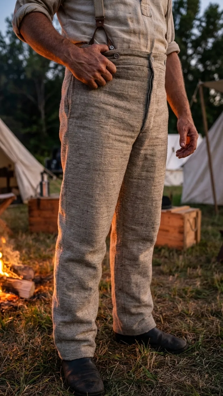 Civil Wa Confederate Jean Wool Trousers – CSA Butternut Military Pants