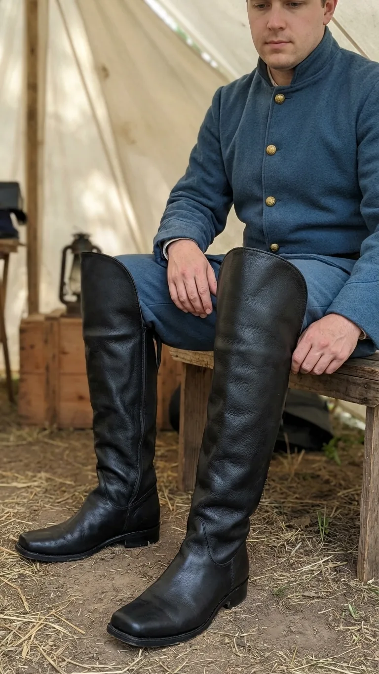 Civil War Cavalry Knee Flap Boots – Authentic 19th Century Military Riding Boots