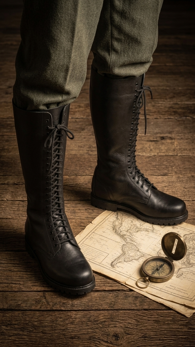 Black Leather Riding Boots – Tall Pull-On Equestrian Style Boots