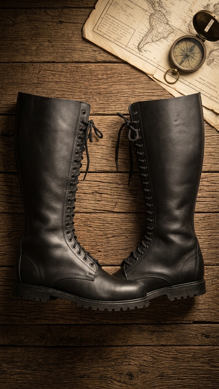 Black Leather Riding Boots – Tall Pull-On Equestrian Style Boots