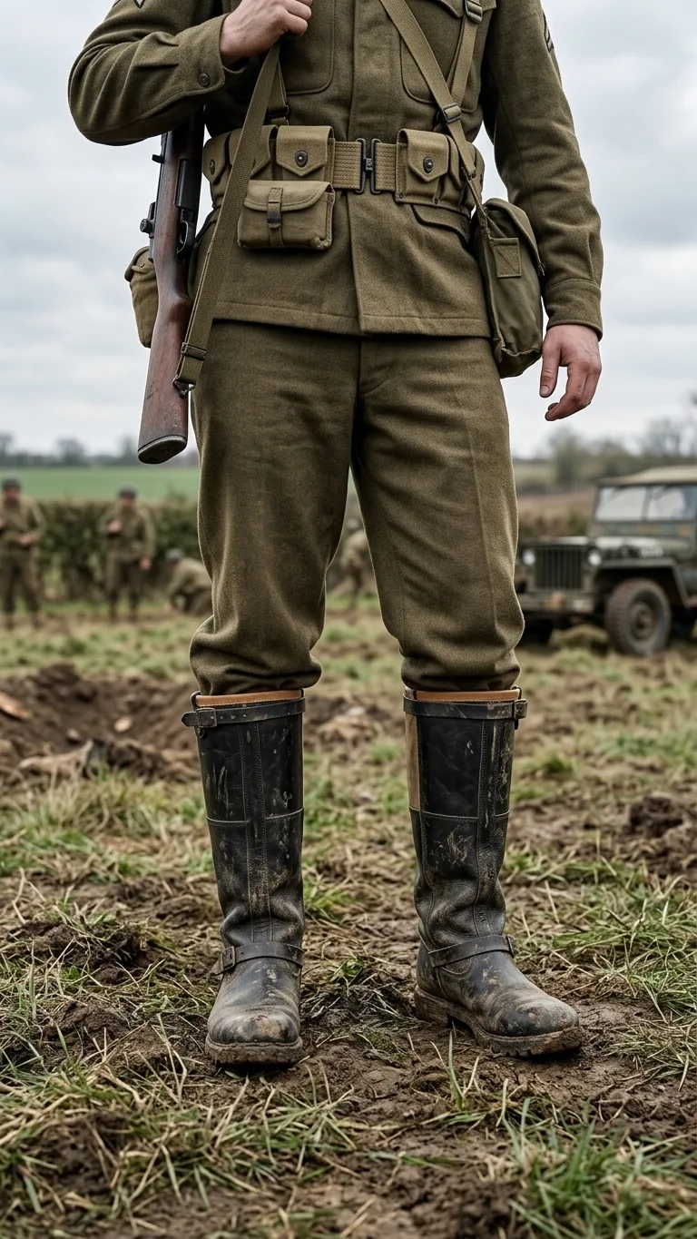 German WWII Luftwaffe Flying Pilot Boots – Vintage Military Aviation Leather Boots