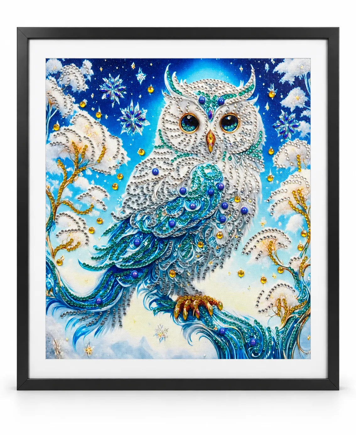 Winter Moon Owl – Handmade 5D Diamond & Gem Art