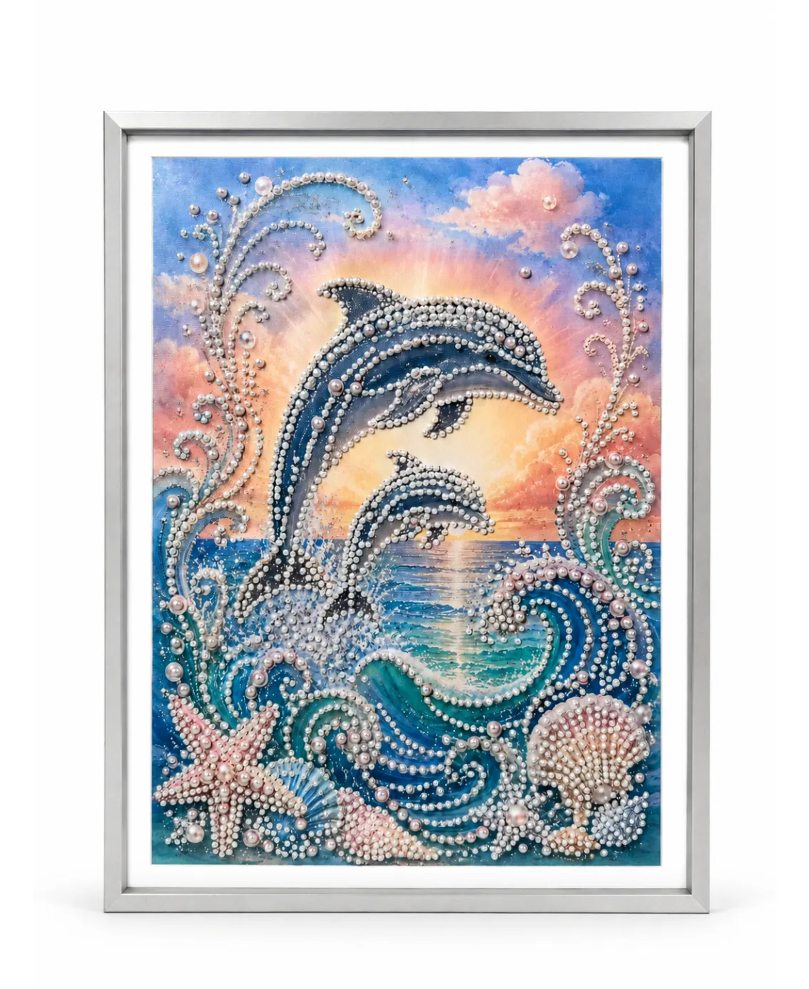 Ocean Dance Dolphins – Handmade 5D Diamond & Gem Art