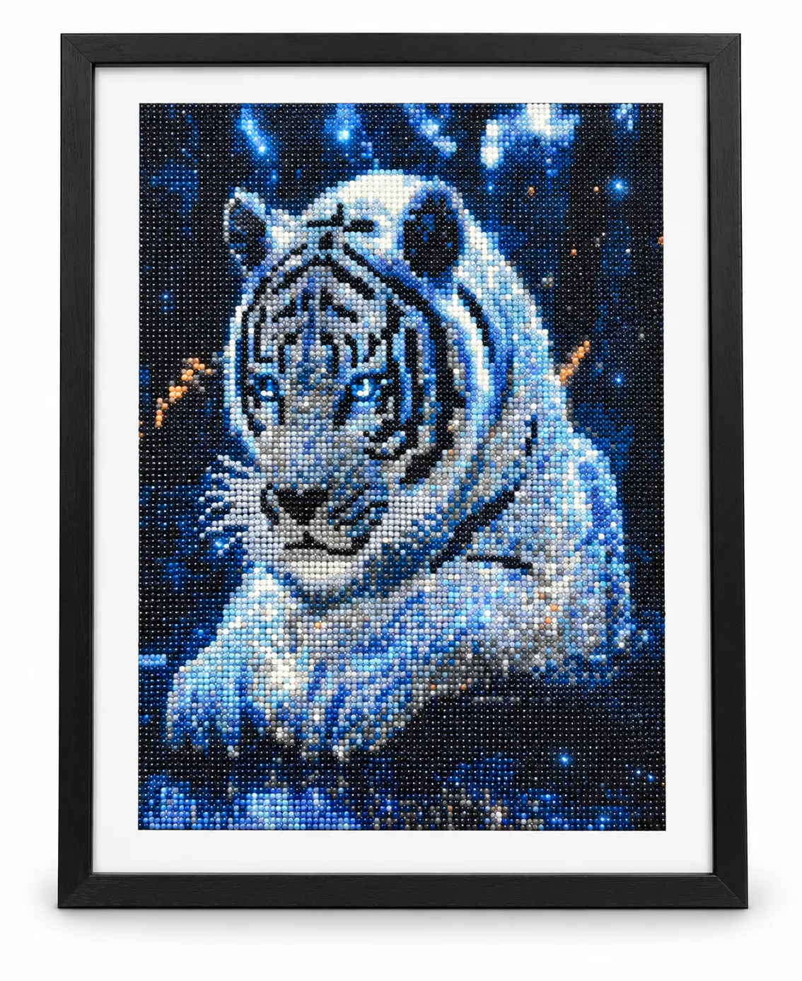 Midnight White Tiger – Handmade 5D Diamond & Gem Art