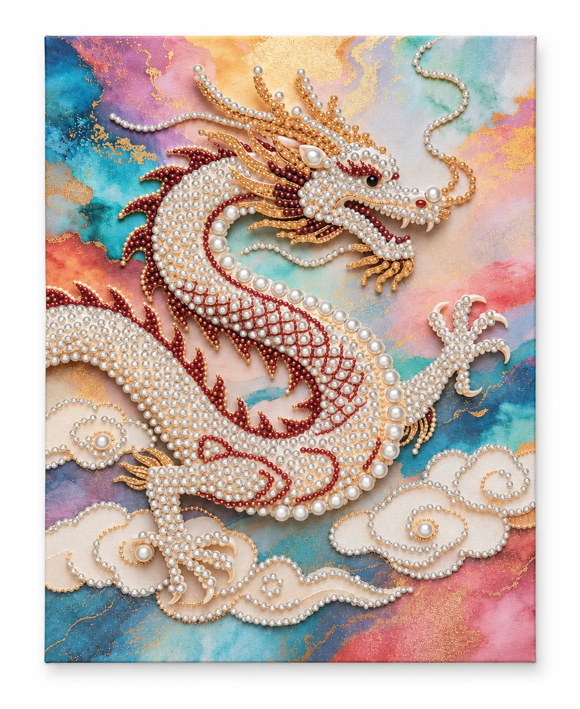 Celestial Pearl Dragon – Handmade Pearl Diamond Art