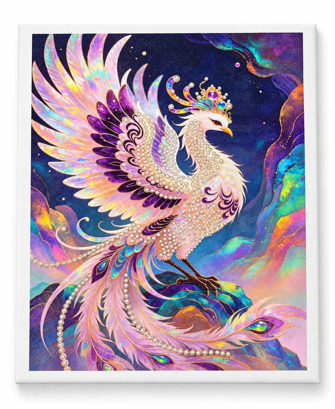 Celestial Pearl Phoenix – Handmade Pearl Diamond Art