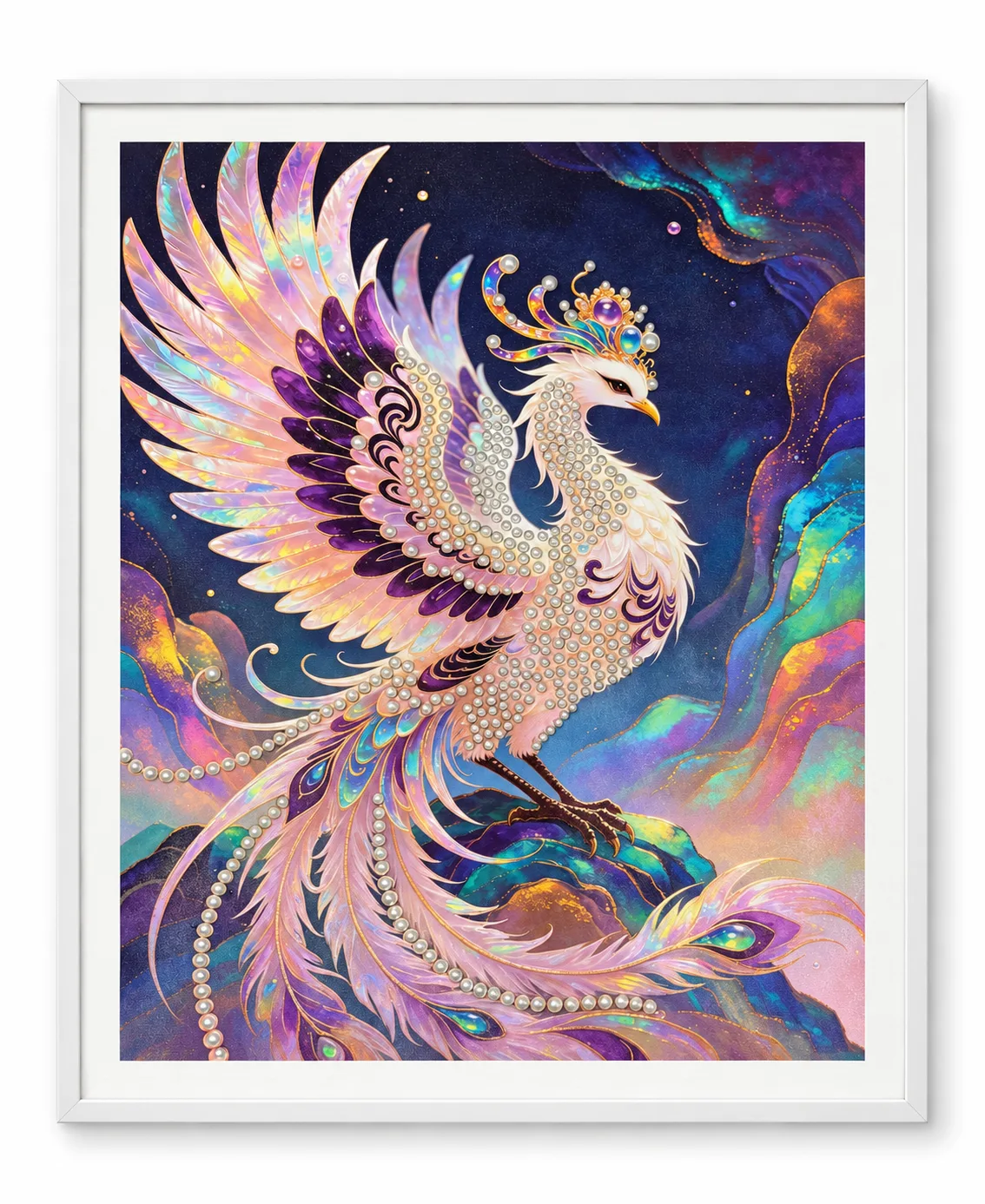 Celestial Pearl Phoenix – Handmade Pearl Diamond Art media 1
