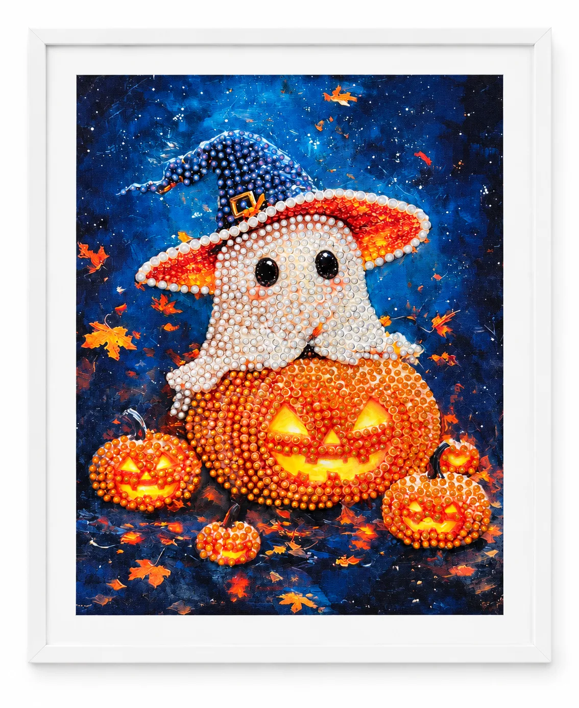 Moonlit Halloween Ghost – Handmade Pearl Diamond Art media 1