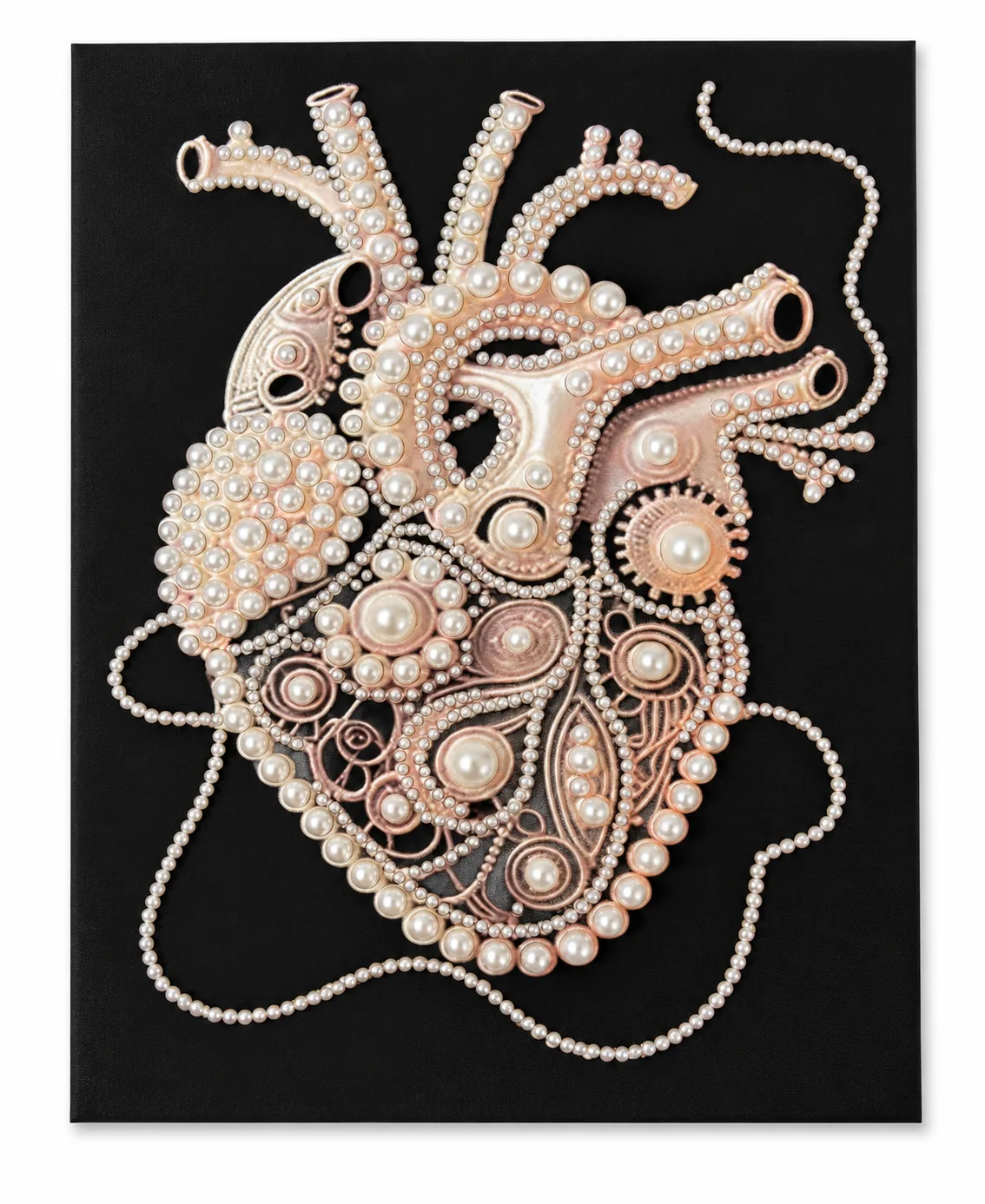 Pearl Heart – Handmade 5D Diamond & Gem Art