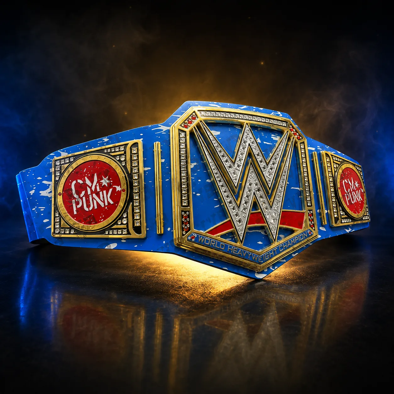 Custom CM Punk WWE Championship Replica Belt – Blue Edition media 2
