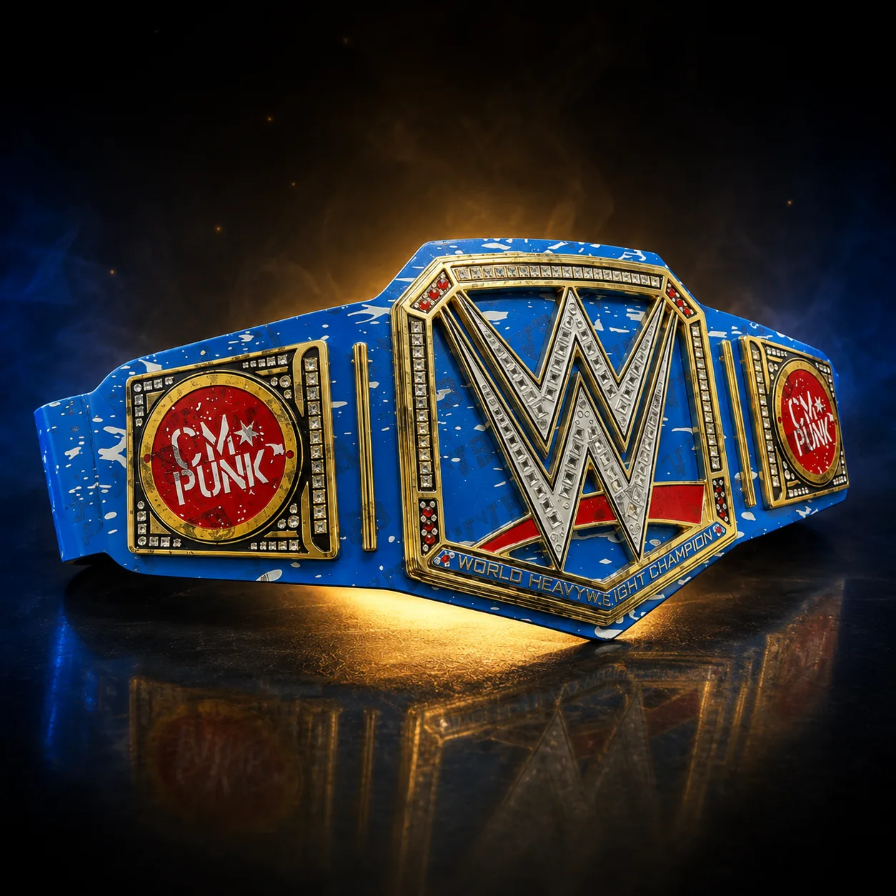 Custom CM Punk WWE Championship Replica Belt – Blue Edition media 1