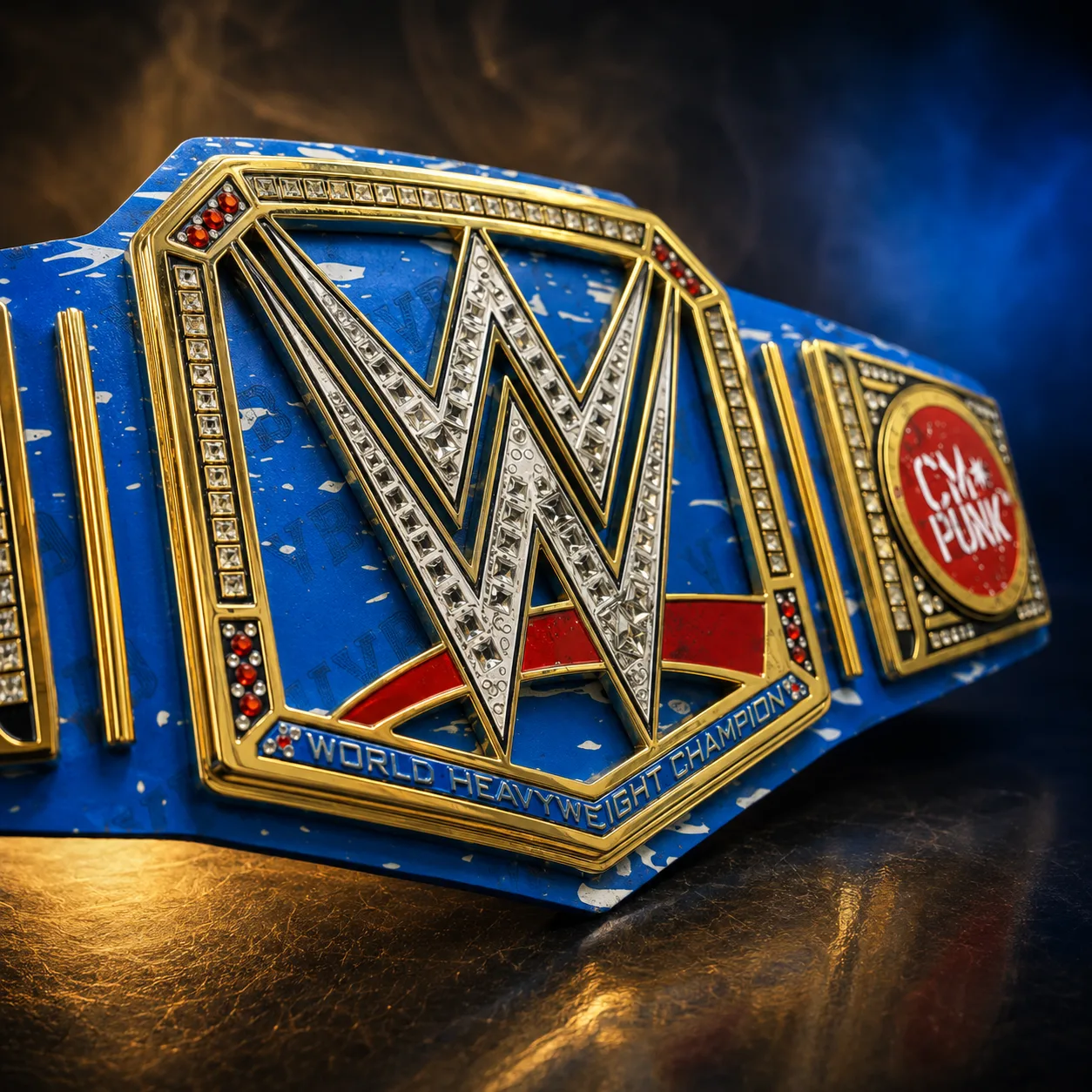 Custom CM Punk WWE Championship Replica Belt – Blue Edition media 4