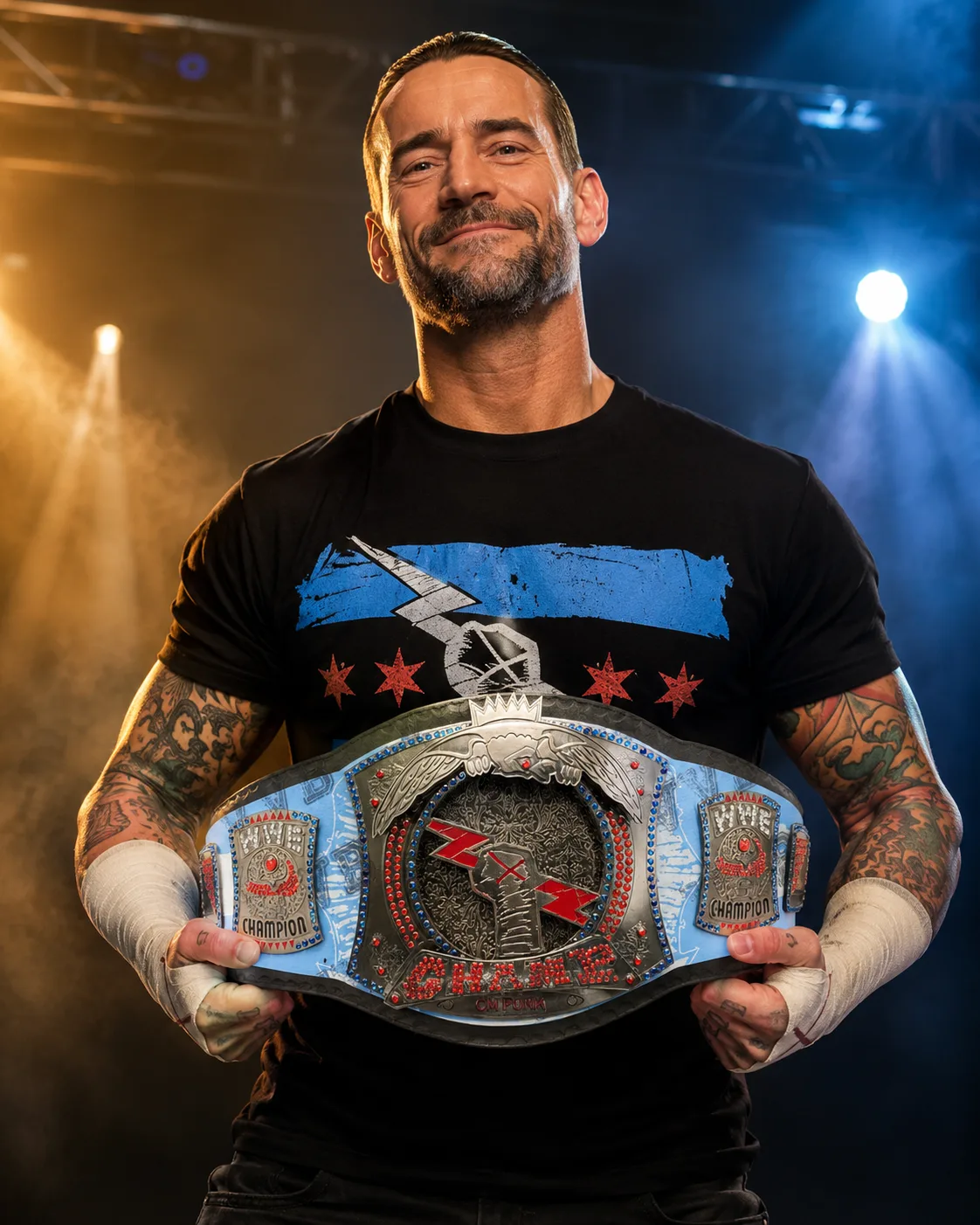 CM Punk 434-Day Record Custom Spinner Championship Belt media 2